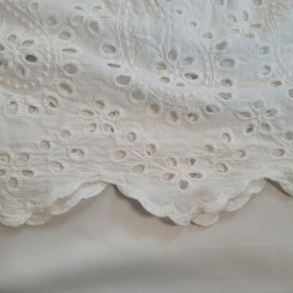 Valentina Naldi White Prairie Paisley Eyelet Cap Sleeve Tunic Top Size Small - Picture 8 of 12